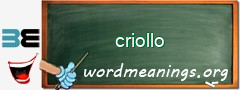 WordMeaning blackboard for criollo
